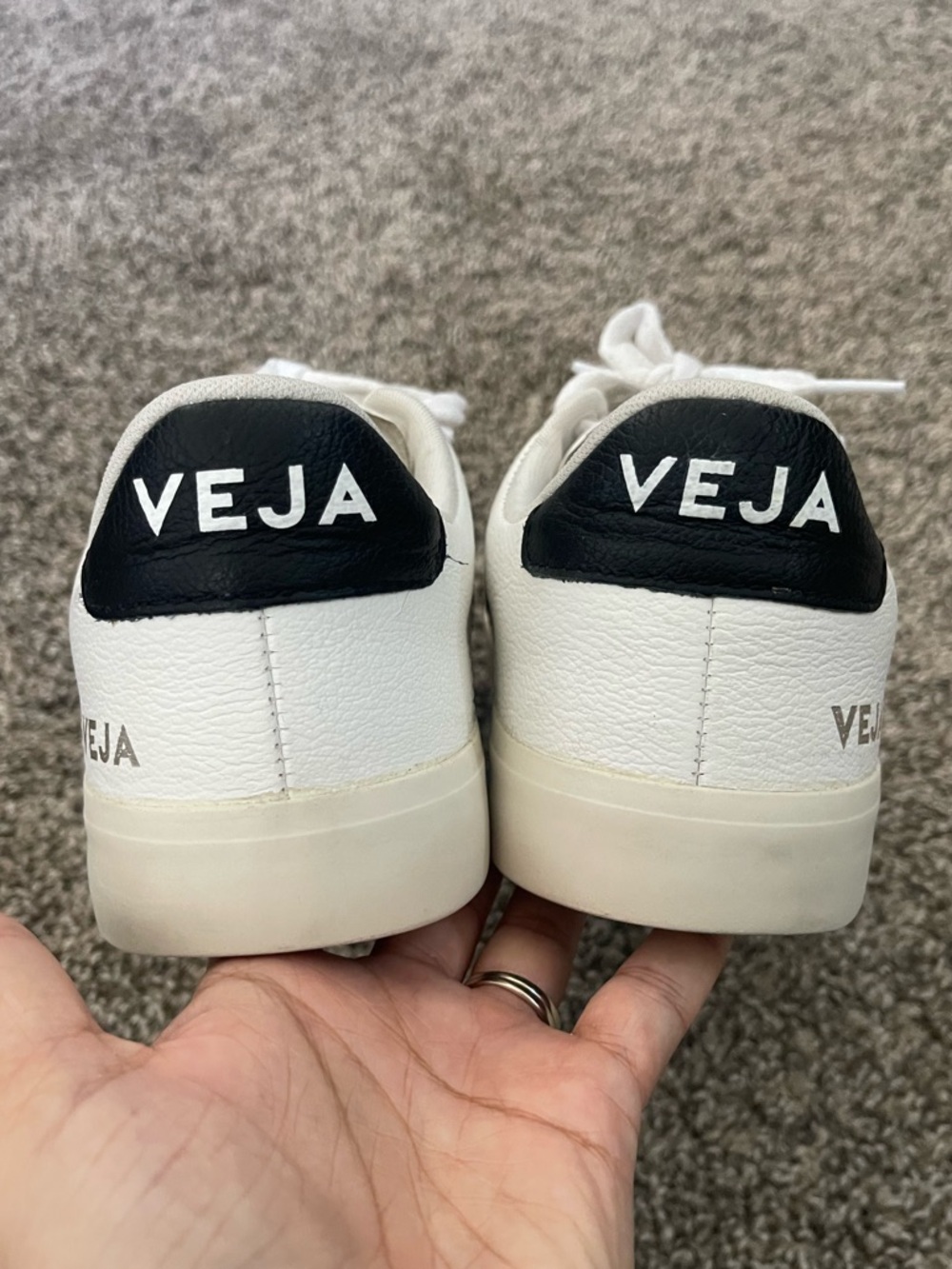 Women’s Veja Campo Leather Sneakers White/Black US 7/EU 38 - Picture 6 of 8